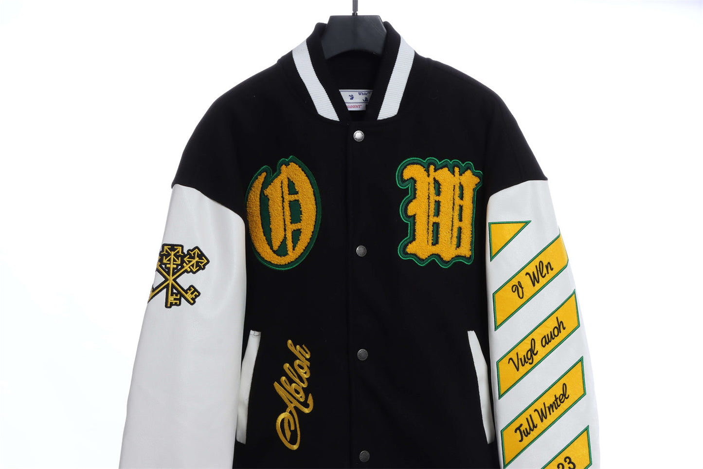 OW22FW multi-icon badge wool woolen stitching jacket thickened cotton baseball uniform jacket