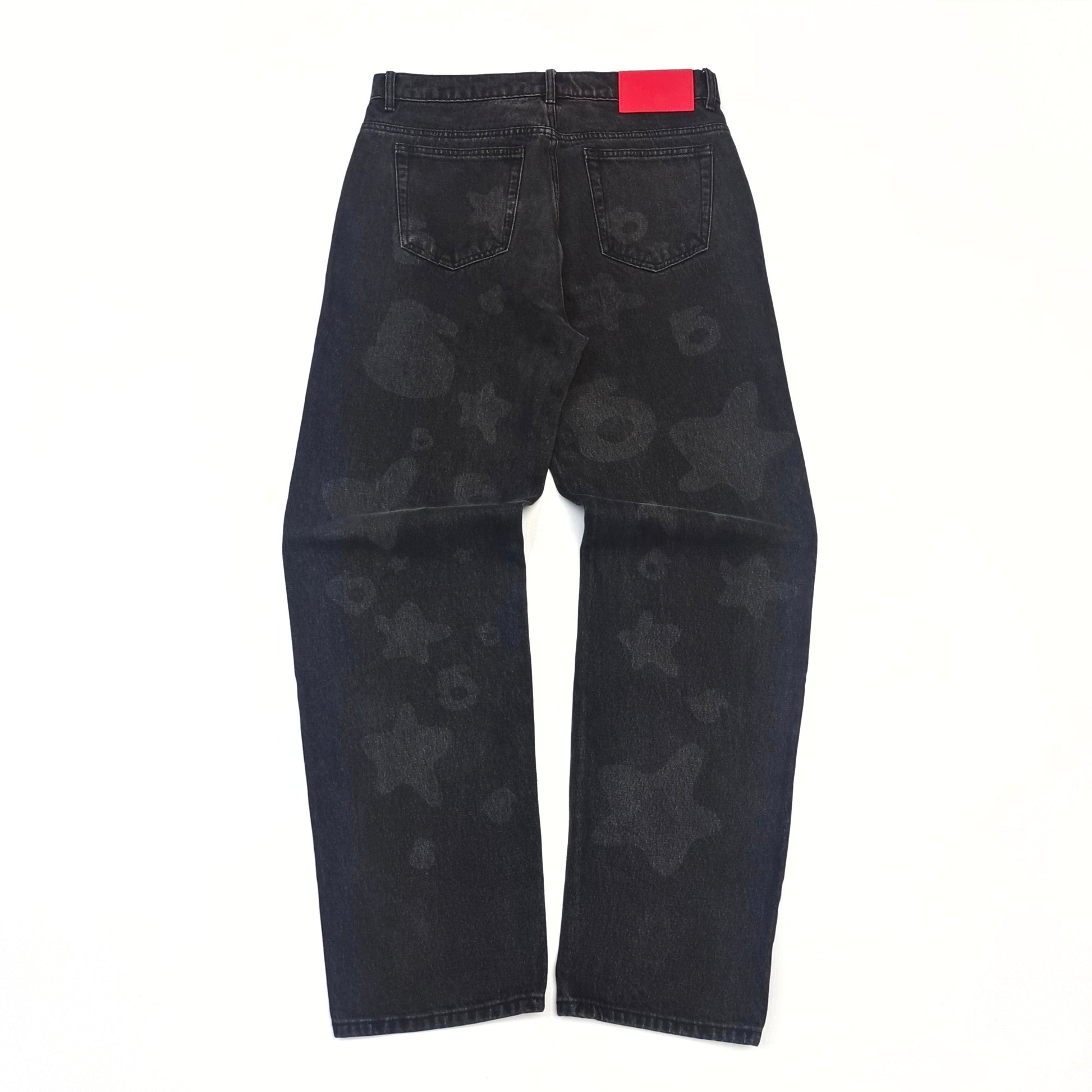 1:1 Dark patterned big star washed denim jeans