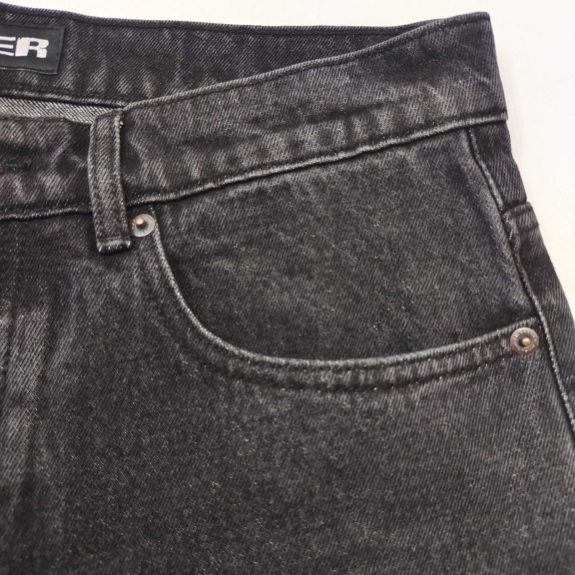 1:1 Dark patterned big star washed denim jeans