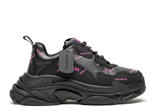 Balenciag* Triple S Allover Logo Black Pink (W)