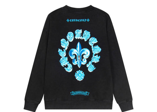 Chrome Hearts latest basic crewneck sweatshirt Black/Blue