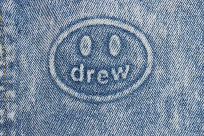 Drew Smiley Bear Patch Ripped Denim Trousers pants