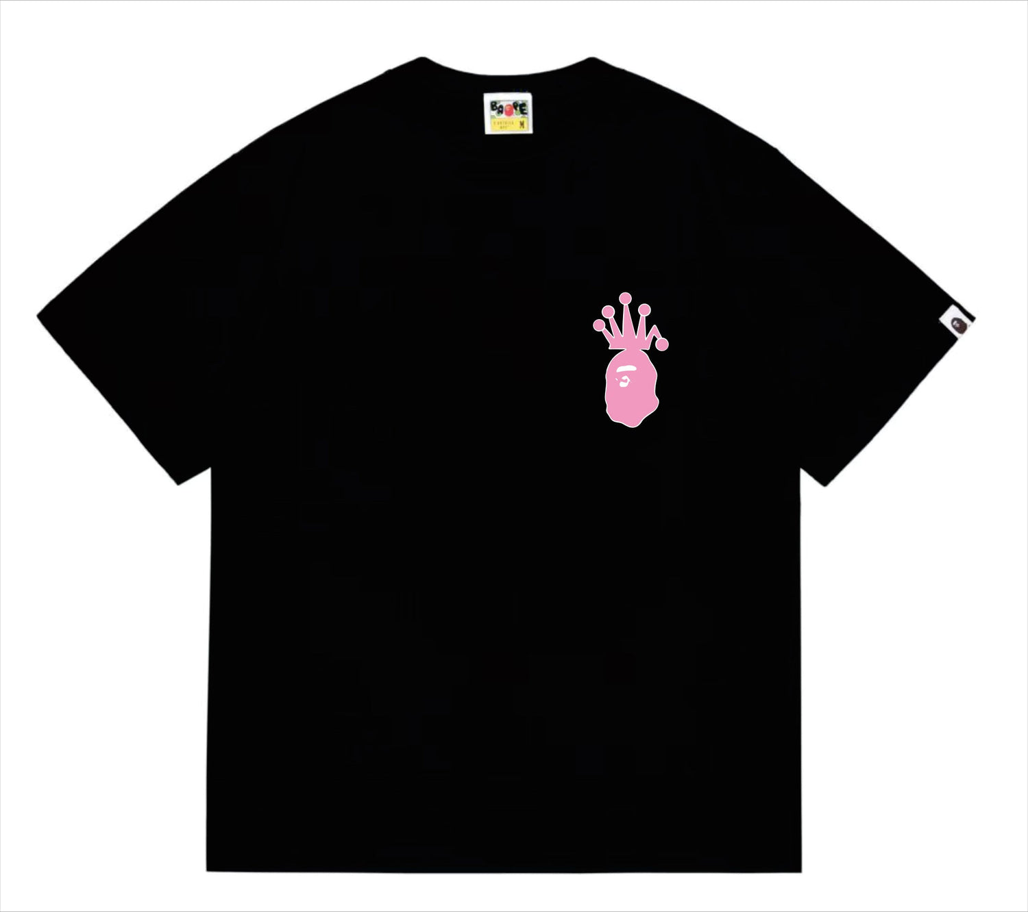 BAPE×Stuss! Pink Color logo lettering Tee