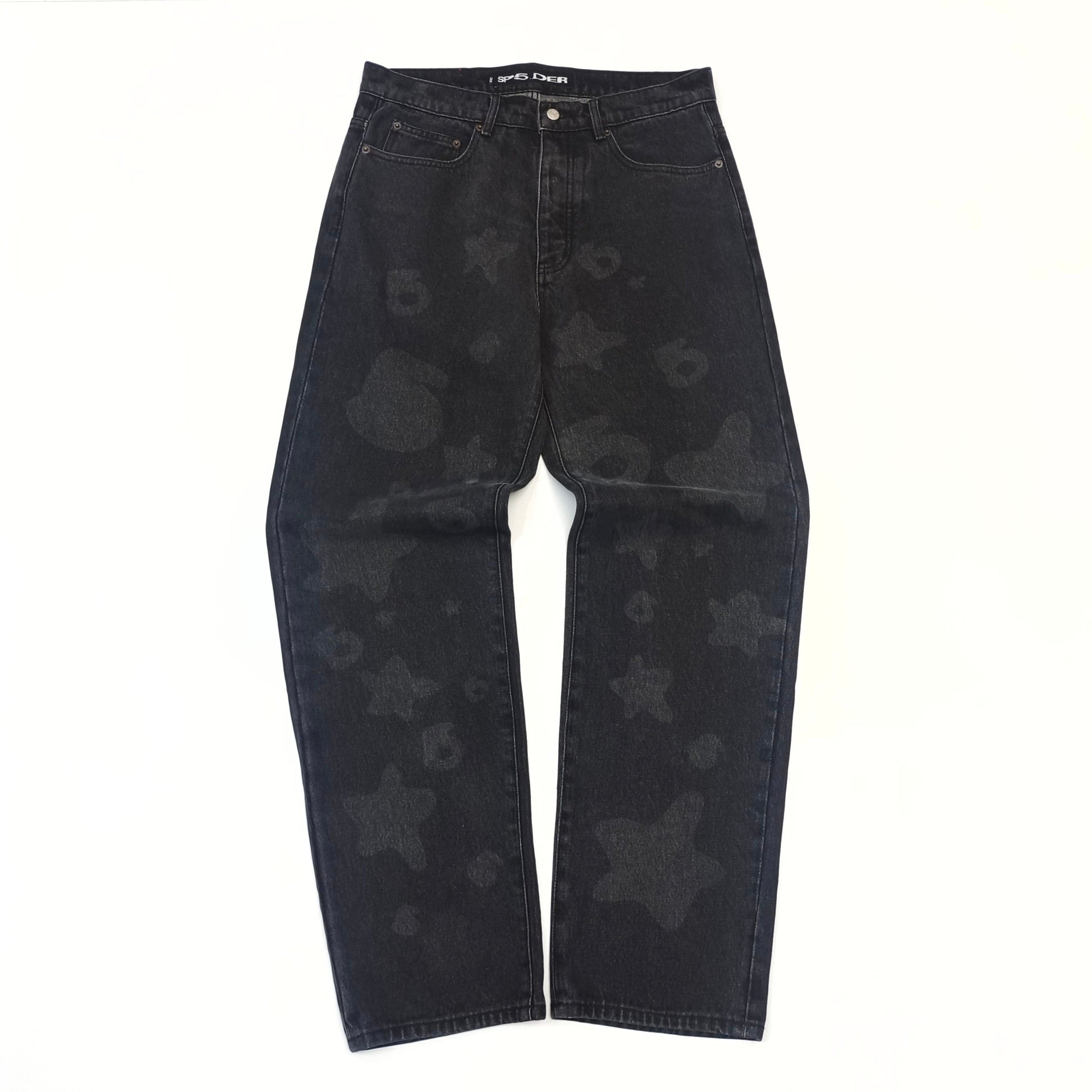 1:1 Dark patterned big star washed denim jeans